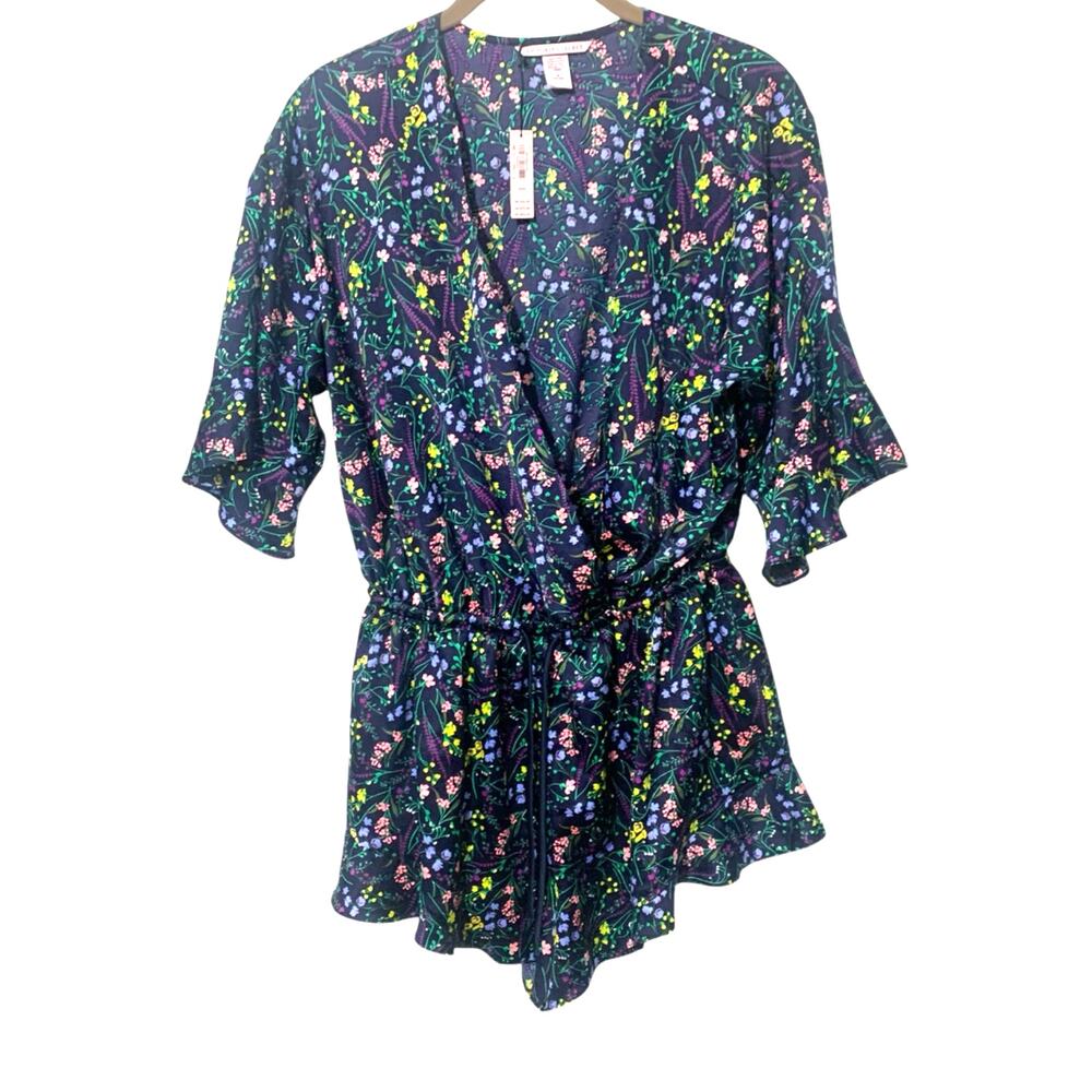 Victoria's Secret Satin Ditsy Floral Romper Shorts One Piece sz M NEW W‎ Tags